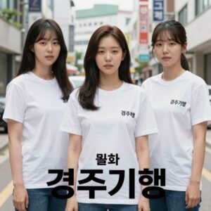 영화 경주기행 포스터 네 모녀가 단체티셔츠를 입고 있는 모습