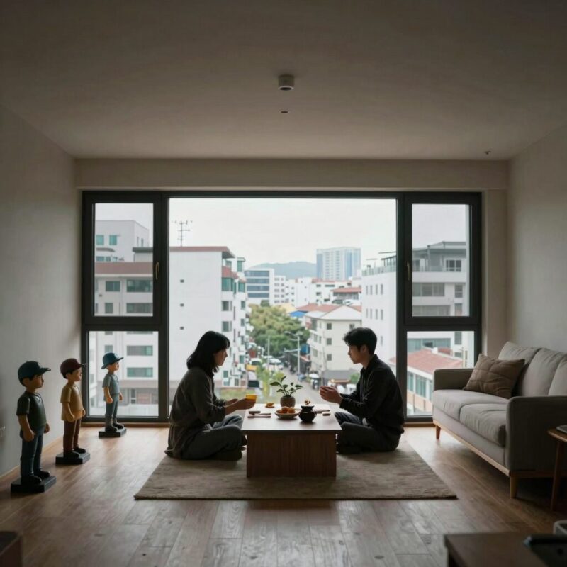 나혼산 던 집 꾸미기 실제 후기 1 나혼산 던 집 인테리어 전경 다크 톤 조명과 피규어 배치