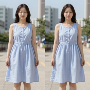 여름 나시 롱 원피스 소재와 편직 비교 사진