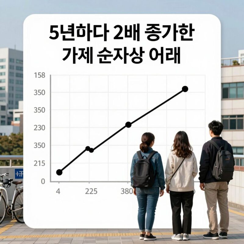 5년마다 2배 증가한 가계 순자산 그래프