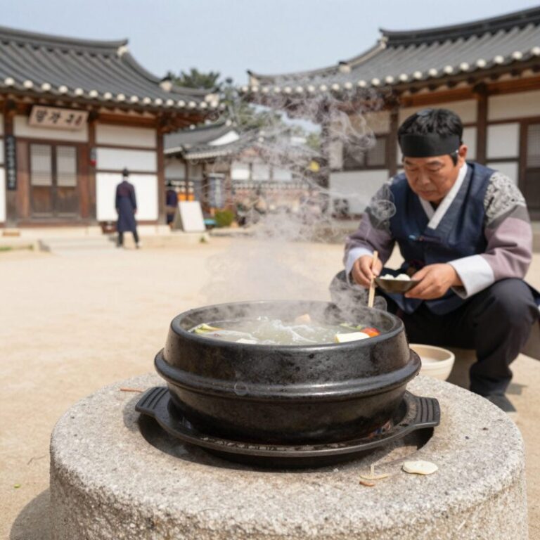 신대방삼계탕 옛골 한방들깨삼계탕 뚝배기에 보글보글 끓는 모습