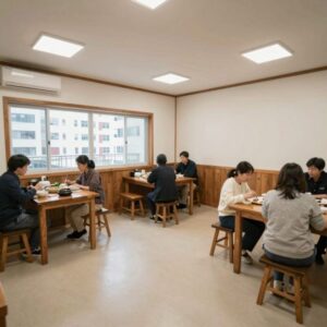 온정삼계탕 내부 룸과 홀 모습 깔끔한 인테리어