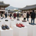 우포스 매장 방문 후기 편안한 쪼리 추천 우포스 매장 진열대에 다양한 색상의 쪼리가 전시되어 있는 모습