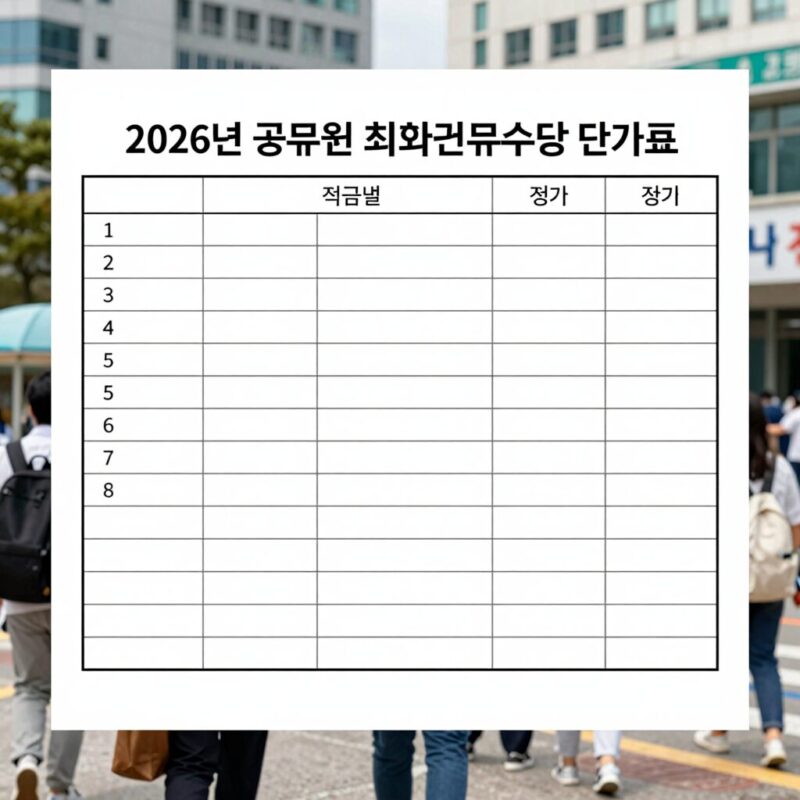 2026 공무원 초과근무수당 단가표 1 2026년 공무원 초과근무수당 단가표가 직급별로 정리된 표 이미지
