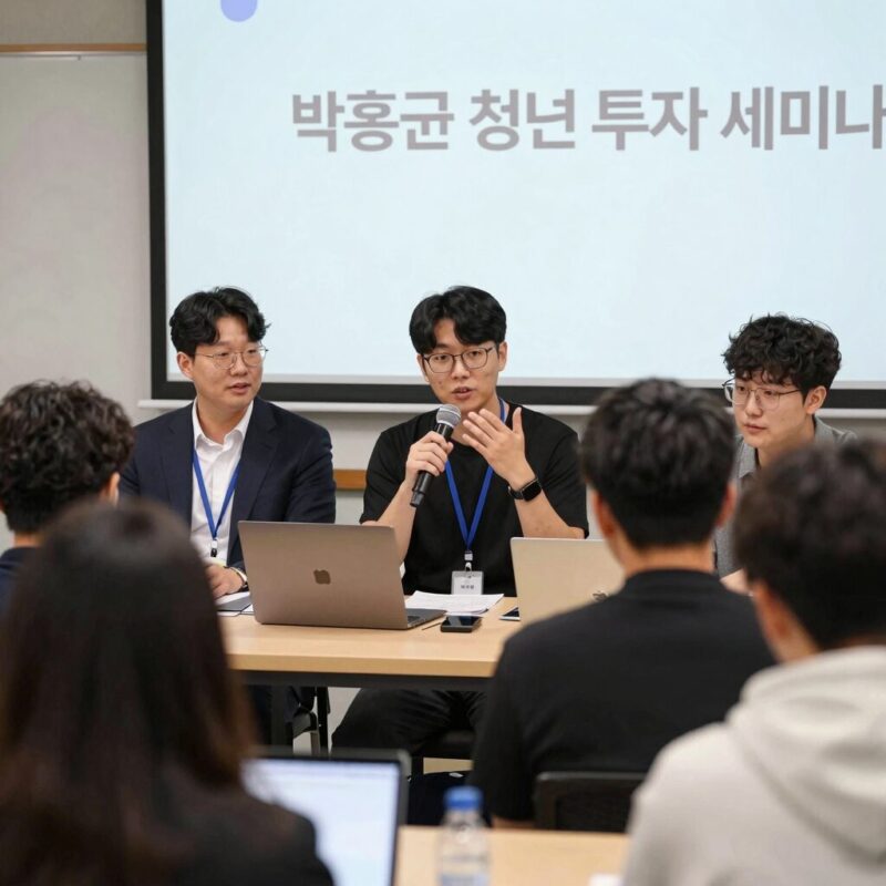 박홍근 청년 투자 초보자 필독 사항 1 박홍근 청년 투자 세미나에서 강연하는 모습