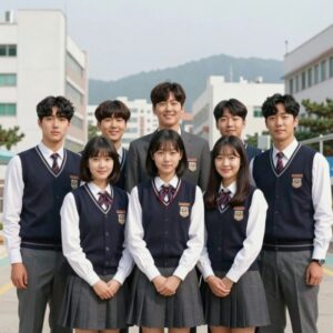 응답하라 1994 출연진 단체 사진 배우들이 1990년대 교복을 입고 있는 모습