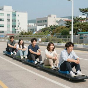 놀러코스터 예능 프로그램에서 출연자들이 신나는 미션을 수행하는 모습