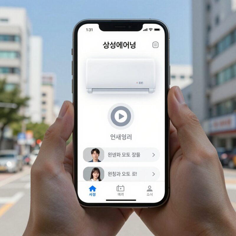 삼성에어컨 리모컨 앱 활용법 1 삼성에어컨 리모컨 앱으로 온도와 모드를 조절하는 스마트폰 화면