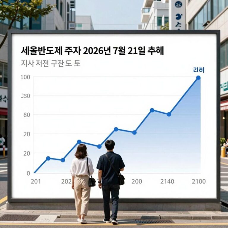 서울반도체 주가 차트 2026년 7월 21일 현재 상승 추세와 지지 저항 구간 표시