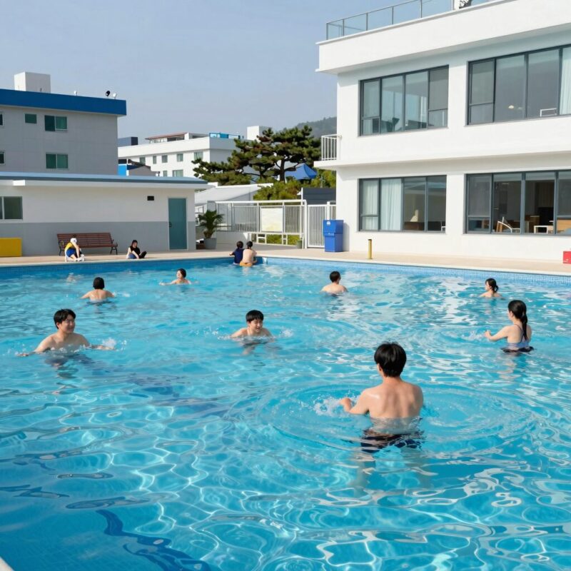 속초워터피아 여름 물놀이 완벽 준비 1 속초워터피아 야외풀에서 물놀이하는 사람들 모습