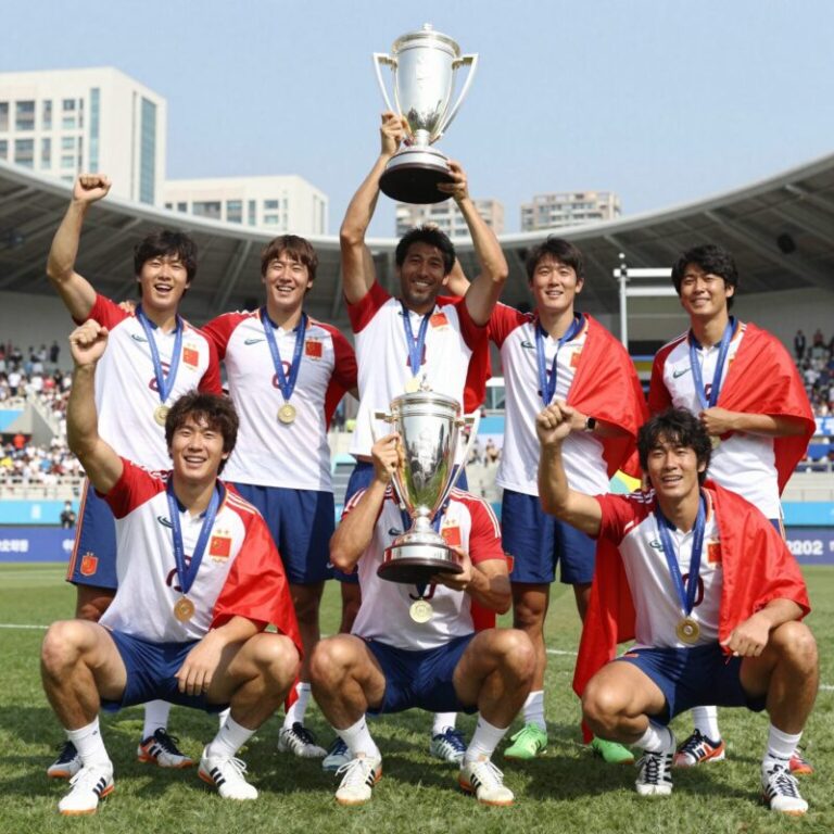 2010년 남아공월드컵 우승을 차지한 스페인 대표팀 선수들이 트로피를 들고 기뻐하는 모습