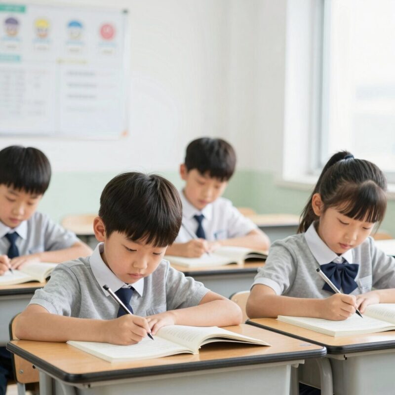 초등학생 여름방학 기간 공부 습관 유지법 1 초등학생이 방학 동안 책상에서 인강을 듣는 모습
