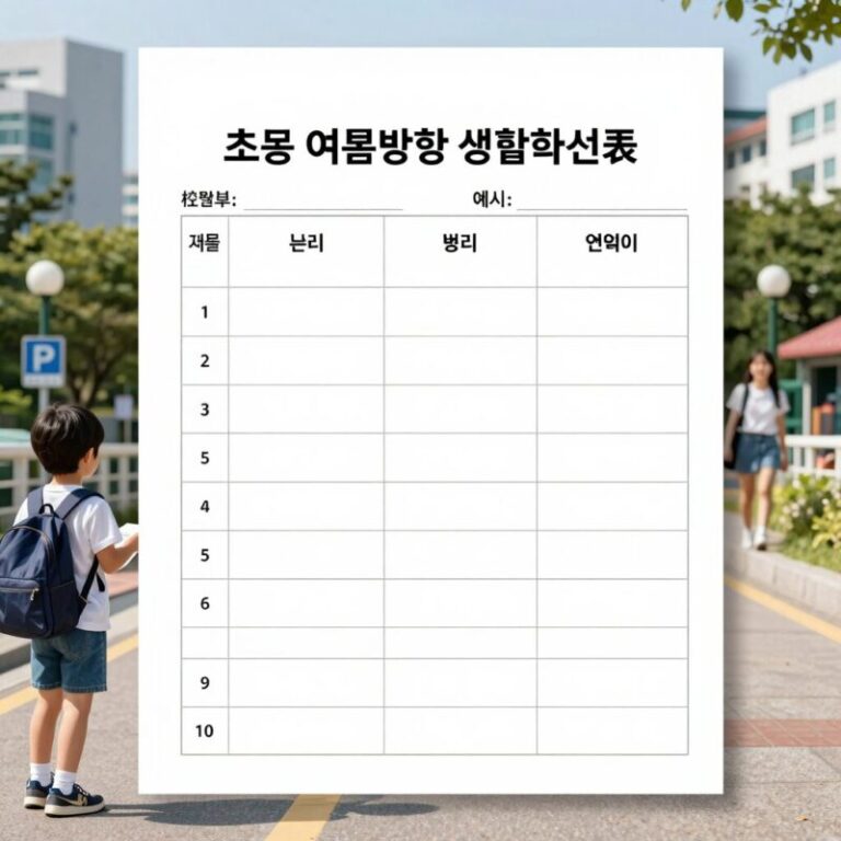 초등 여름방학 생활계획표 양식 예시