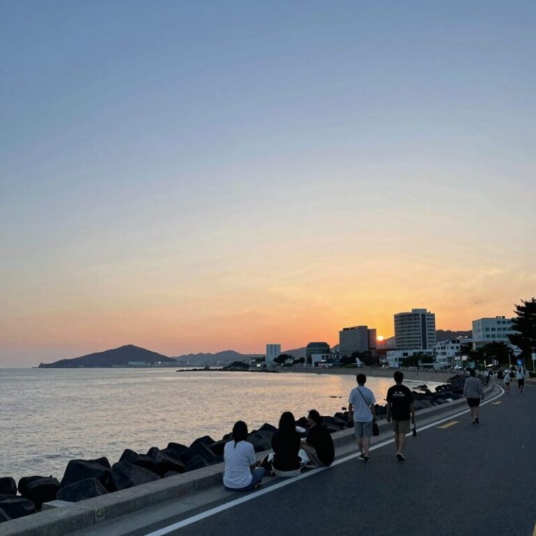 여름 국내 여행 사천 실안해안도로 일몰 풍경