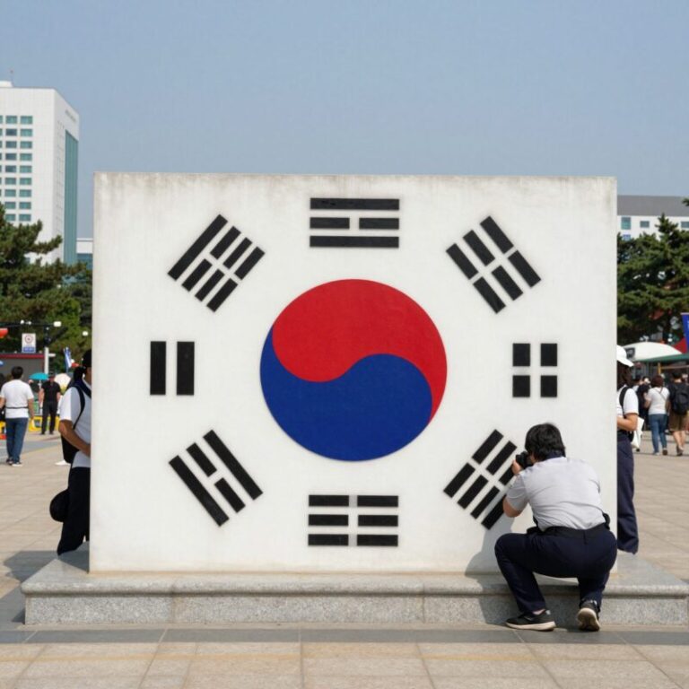 태극기 네 모서리에 위치한 건곤감리 사괘의 그림 설명