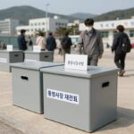 통영시장 재검표 44표 차 관전 포인트 통영시장 재검표를 위해 경남도선관위에 보관된 투표함 사진