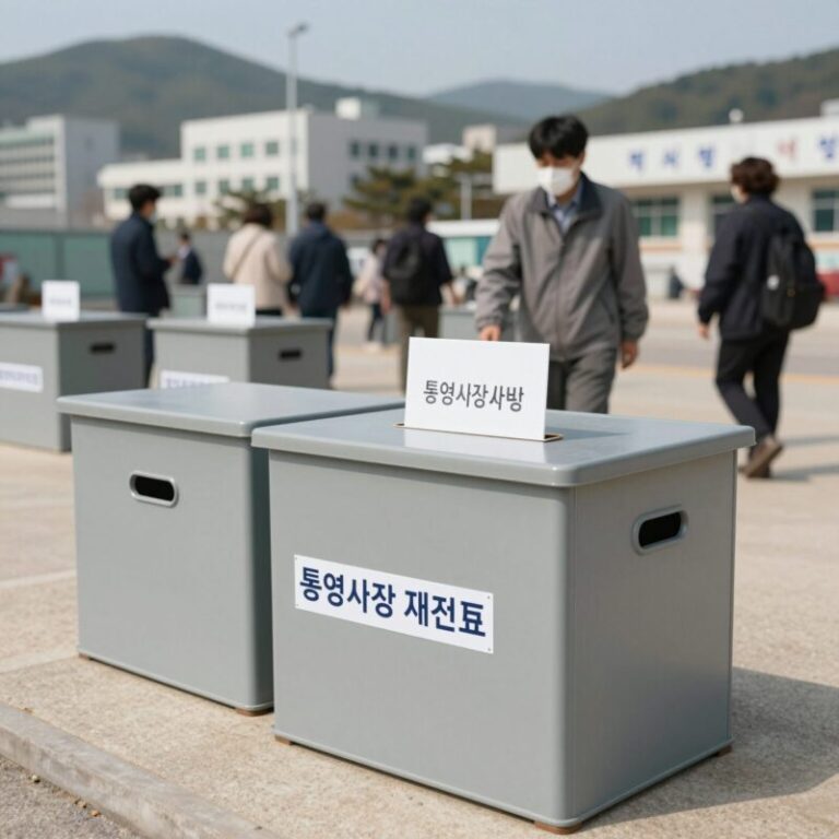 통영시장 재검표를 위해 경남도선관위에 보관된 투표함 사진