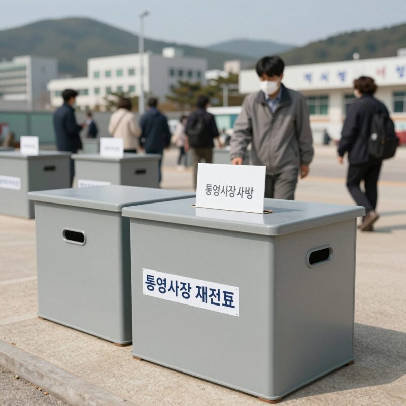 통영시장 재검표 44표 차 관전 포인트 1 통영시장 재검표를 위해 경남도선관위에 보관된 투표함 사진