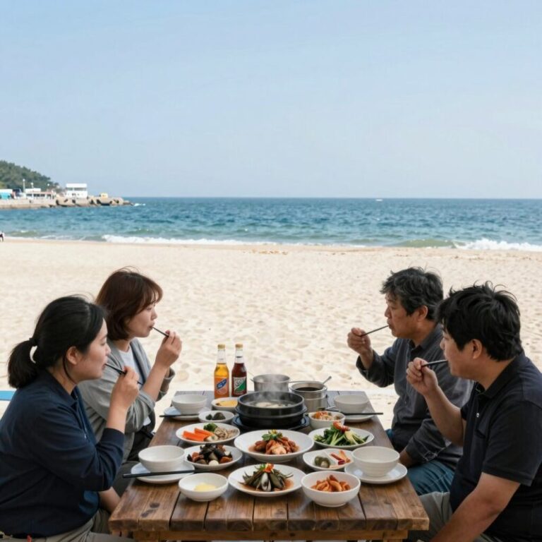울산 진하해수욕장 횟집하늘바다펜션 1박2식 회와 해산물 한상