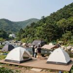 운문산자연휴양림 제1야영장 101 데크에서 바라본 계곡 풍경