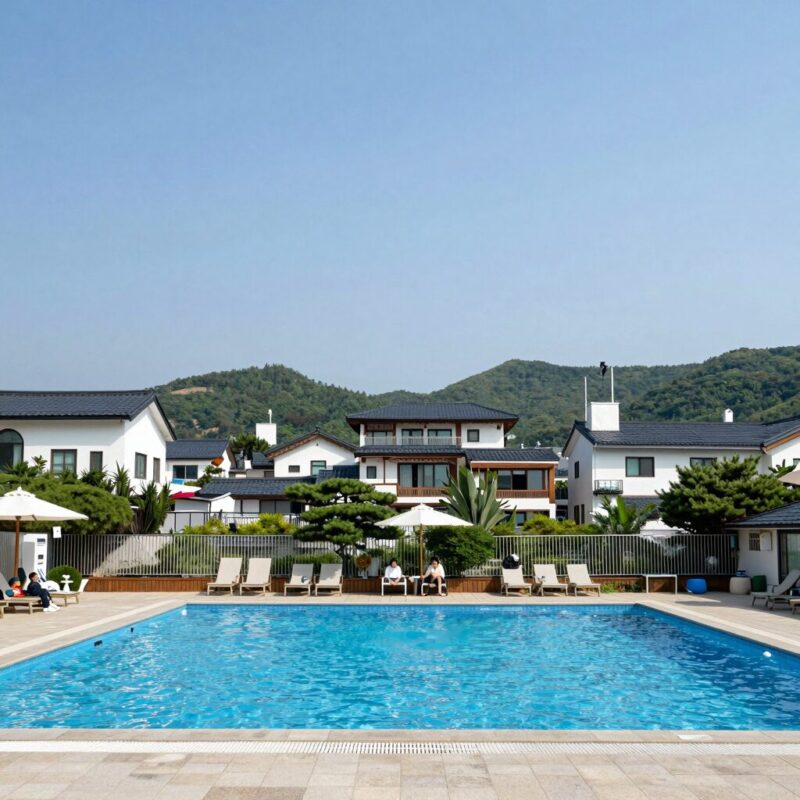월성계곡 펜션 여름휴가 즐기기 1 월성계곡 펜션 전경과 수영장