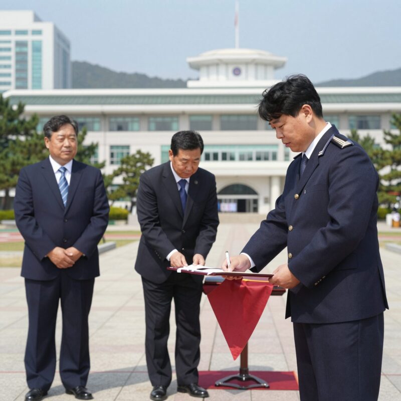 우성빈 기장군수 취임 첫날 민생지원금 서명 1 우성빈 기장군수가 취임식에서 첫 결재를 하고 있다