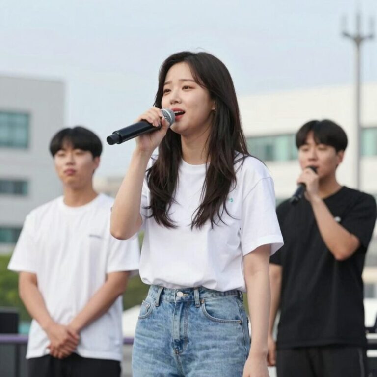 가수 양미경이 무대에서 노래하며 감정을 표현하는 모습