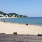 양양리조트 바다캠핑 서핑 스노쿨링 완벽 즐기기 양양 서프리조트 바다 앞 데크에서 바라본 기사문 해수욕장 전경