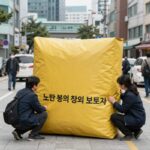 노란 봉투법의 개념과 쟁의행위 보호 범위를 시각적으로 설명하는 이미지