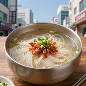 여의도콩국수 그릇과 반찬 사진