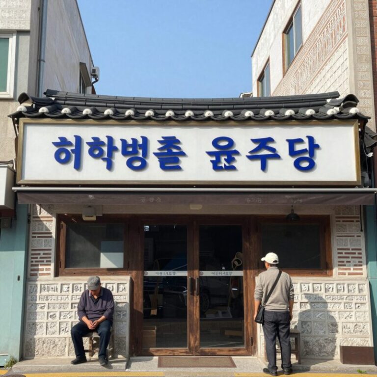 서울 해방촌 윤주당 외관과 간판 모습