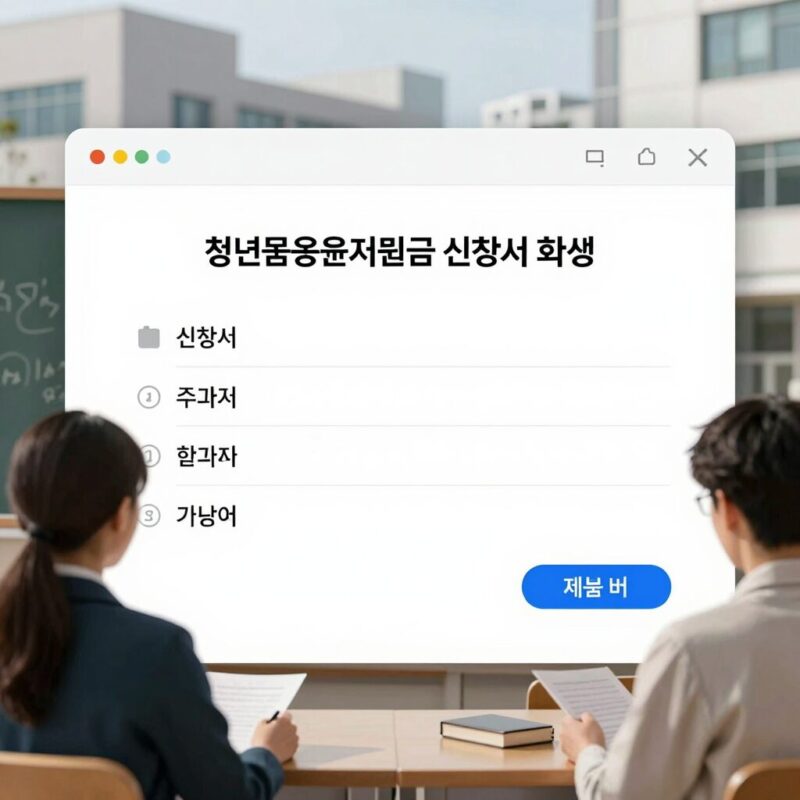 청년꿈응원지원금 조건 없이 300만원 신청 전 확인할 점 1 청년꿈응원지원금 신청서 작성 화면으로 자기소개서 항목과 제출 버튼이 보임