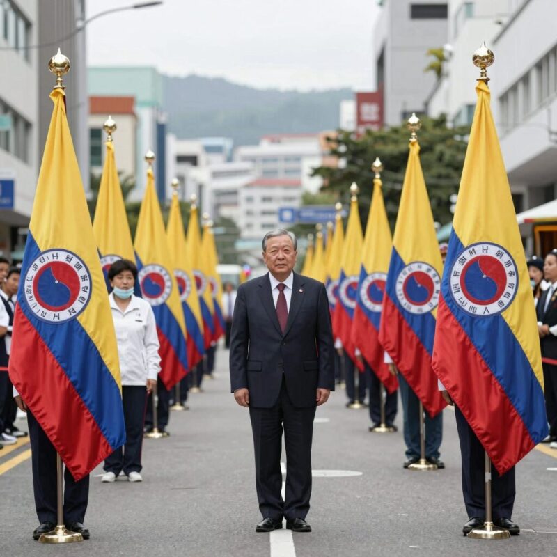 콜롬비아 정권 교체와 쿠바 외교 변화 1 콜롬비아 대통령 취임식을 앞둔 보고타 거리와 국기