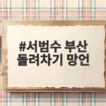 서범수 돌려차기 망언 파장과 피해자 상처 서범수 부산 돌려차기 망언