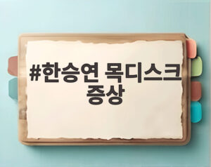 한승연 목디스크 증상