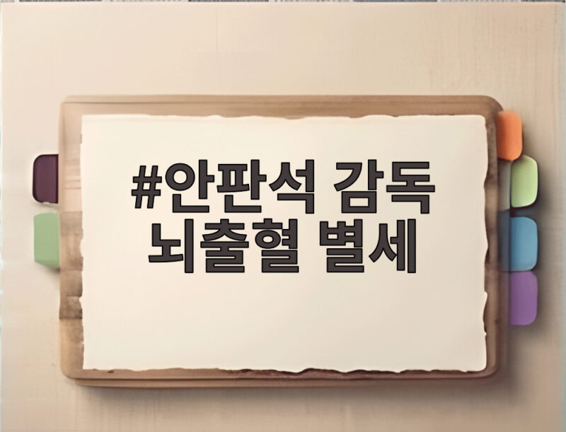 안판석 감독 뇌출혈 별세