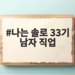 나솔 33기 남자 직업 총정리 나는 솔로 33기 남자 직업