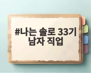 나는 솔로 33기 남자 직업