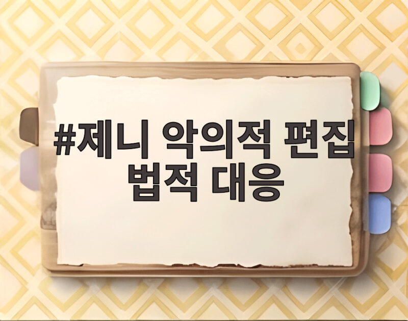 제니 악의적 편집 법적 대응