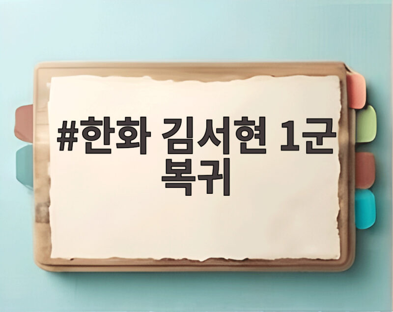 한화 김서현 1군 복귀