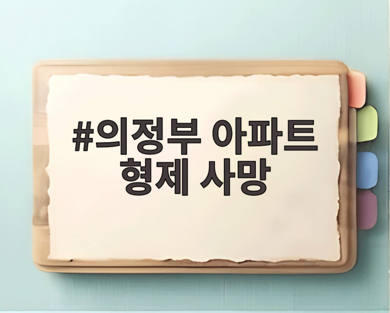 의정부 아파트 형제 사망, 50대 형 추락사 40대 동생 타살 흔적 확인 1 의정부 아파트 형제 사망