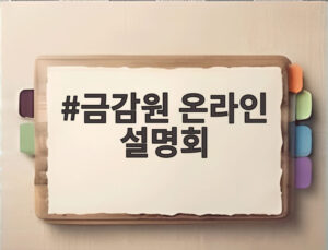 금감원 온라인 설명회