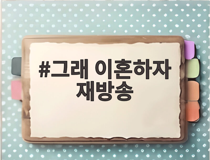 그래 이혼하자 재방송 어디서 볼 수 있을까 다시보기와 OTT까지 1 그래 이혼하자 재방송