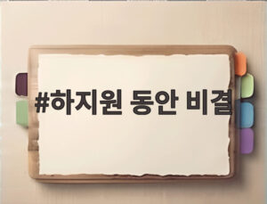 하지원 동안 비결