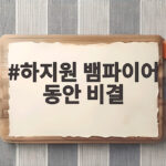 하지원 뱀파이어 동안 비결