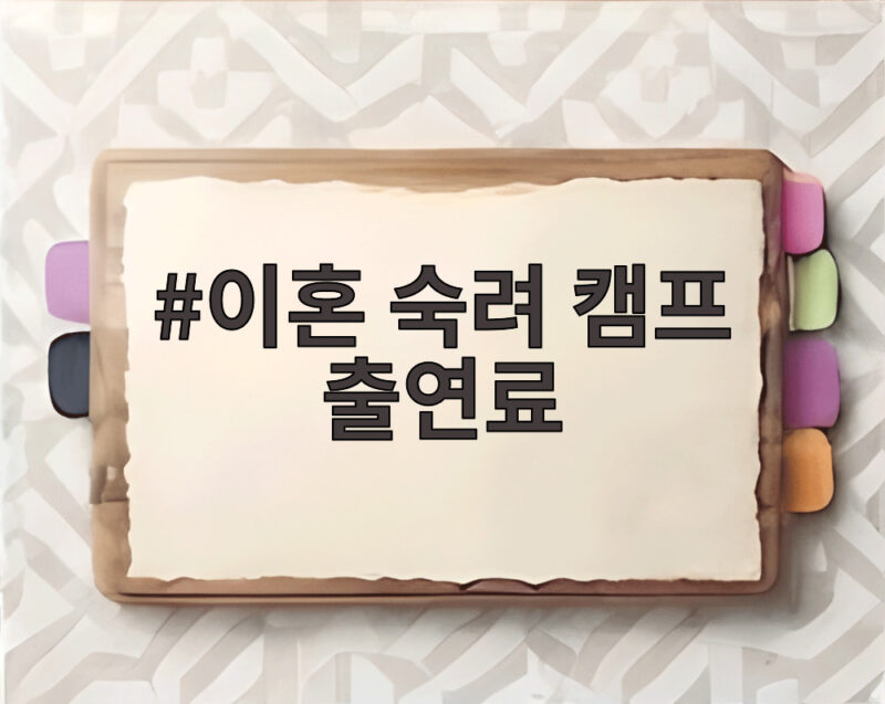이혼 숙려 캠프 출연료