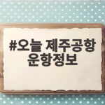 오늘 제주공항 운항정보 태풍 크로반 영향과 확인 방법 오늘 제주공항 운항정보