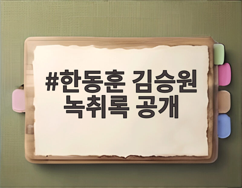 한동훈 김승원 녹취록 공개 우연히 만났다는 해명의 진실은 1 한동훈 김승원 녹취록 공개