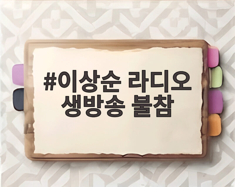 이상순 라디오 생방송 불참 8일째 소속사 입장과 복귀 시점은 1 이상순 라디오 생방송 불참