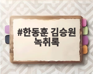 한동훈 김승원 녹취록